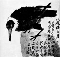 Qi Baishi un pájaro con cuello blanco tinta china antigua